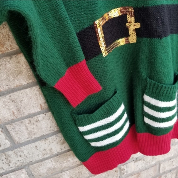 NoBo Hooded Ugly Christmas Elf Sweater Dress (Womens SM/M JrsXL 15-17) Green Red - Picture 6 of 10